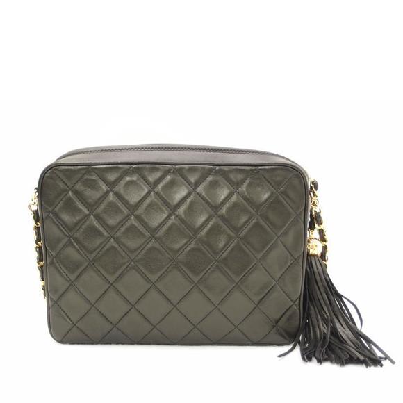 Chanel Black Chain Shoulder Fringe Bag Lambskin - Picture 1 of 8